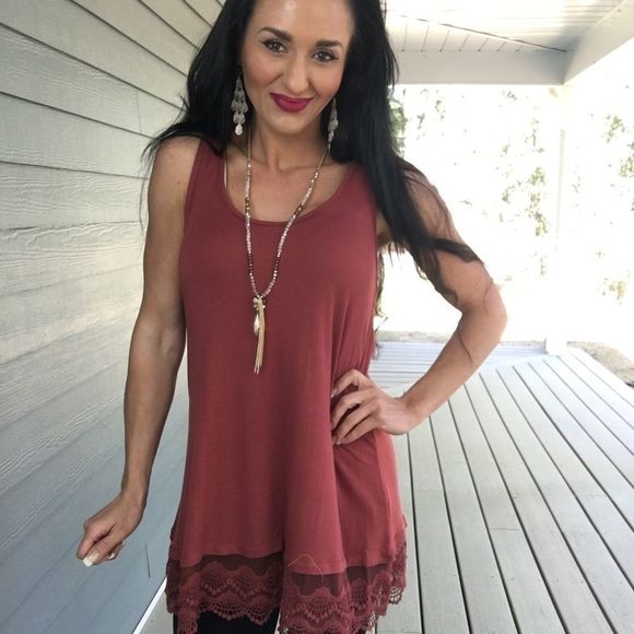 New Rust lace trim tunic - Picture 1 of 7